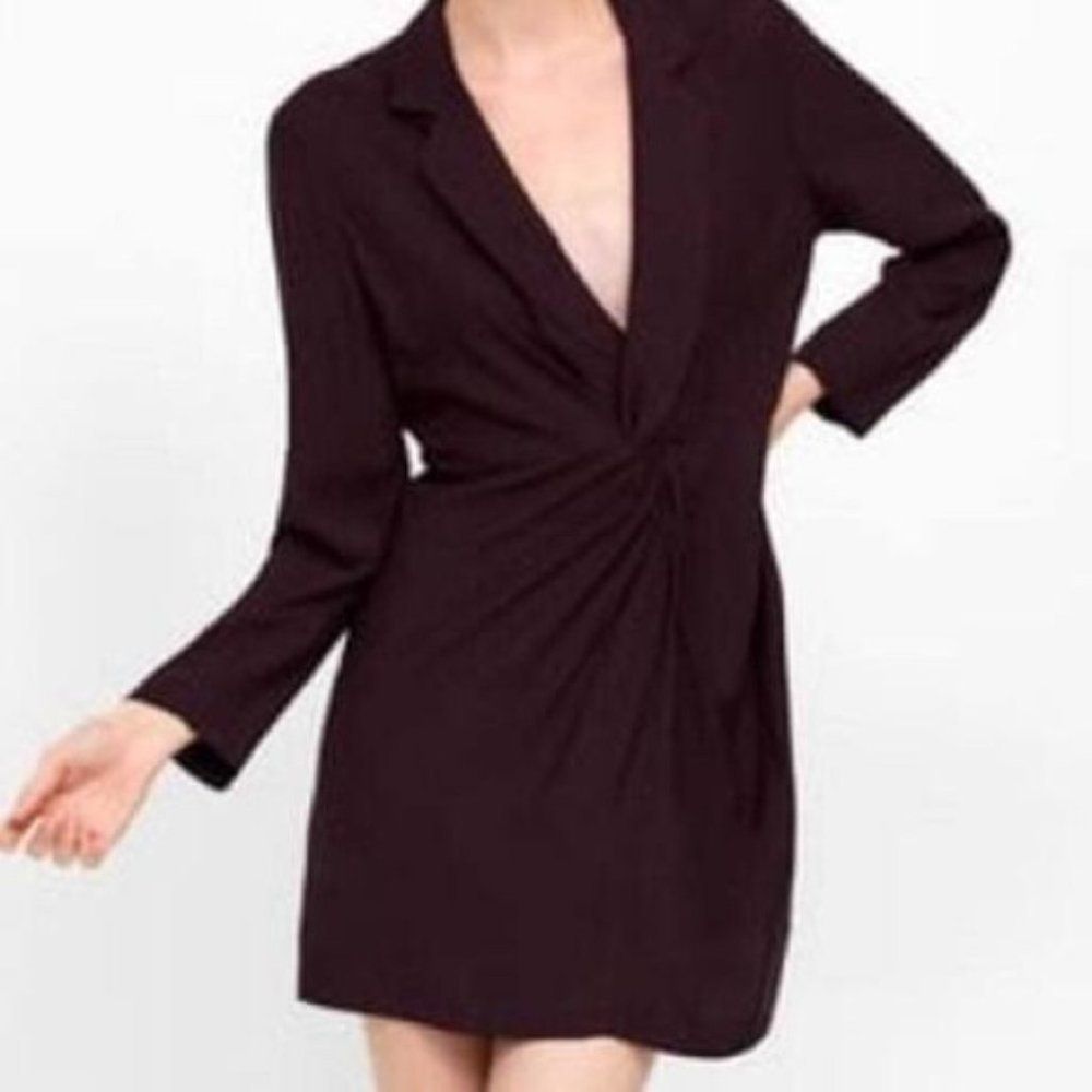 Zara knot twist front dress Burgundy sz M